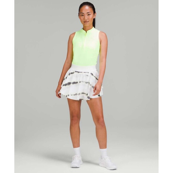 Lululemon Court Rival High-Rise Skirt Transverse Yellow White Gray Size 6 Tennis - Picture 1 of 14